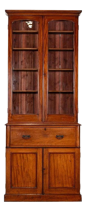 English Mahogany Bookcase with Secretary, 1870
