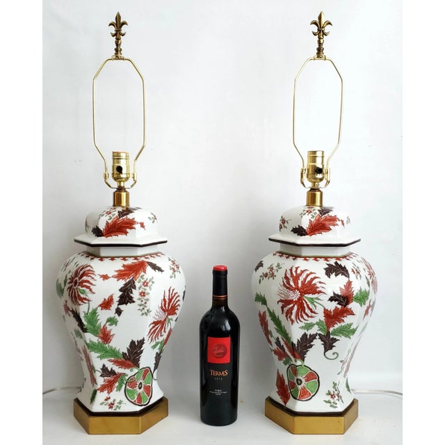 French Lamp Pair Large French Ginger Jars For Sale - Image 3 of 14