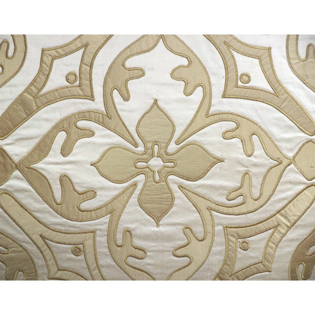 Hand cut, machine appliqued dupioni silk pillow, inspired by Hollywood Glam