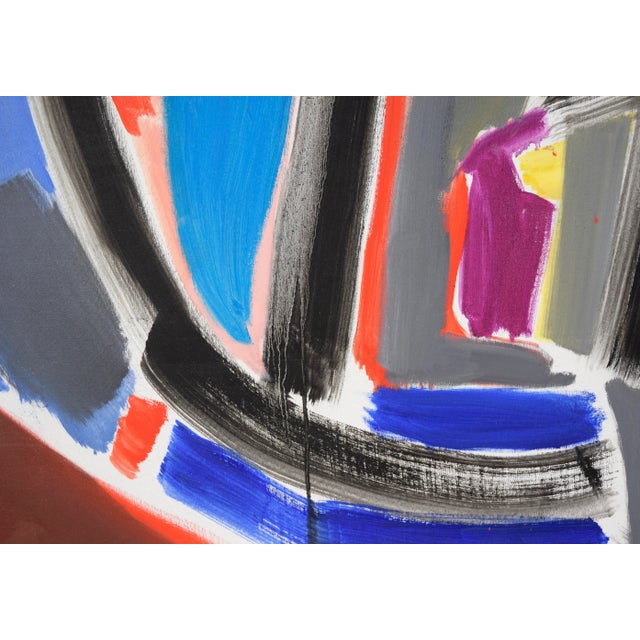 Late 20th Century Gestural Abstract Composition With Orange and Blue by Ellis Hopkins For Sale - Image 5 of 7