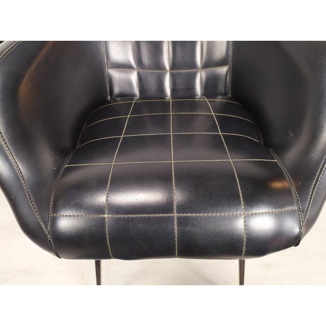 Set of Vintage Black Skai Armchairs, 1960s For Sale - Image 11 of 18