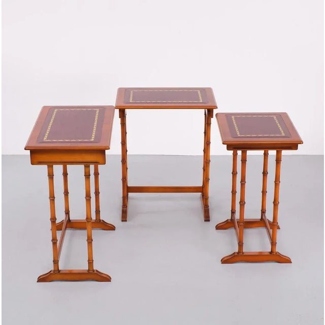English Cherrywood Nesting Tables from Heldense, 1978, Set of 3 For Sale - Image 10 of 13