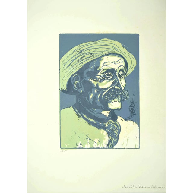 Portrait of Old Man is an original woodcut realized by Giuseppe Viviani in 1927. Image dimensions: 38.5 x 27 cm. Hand-...