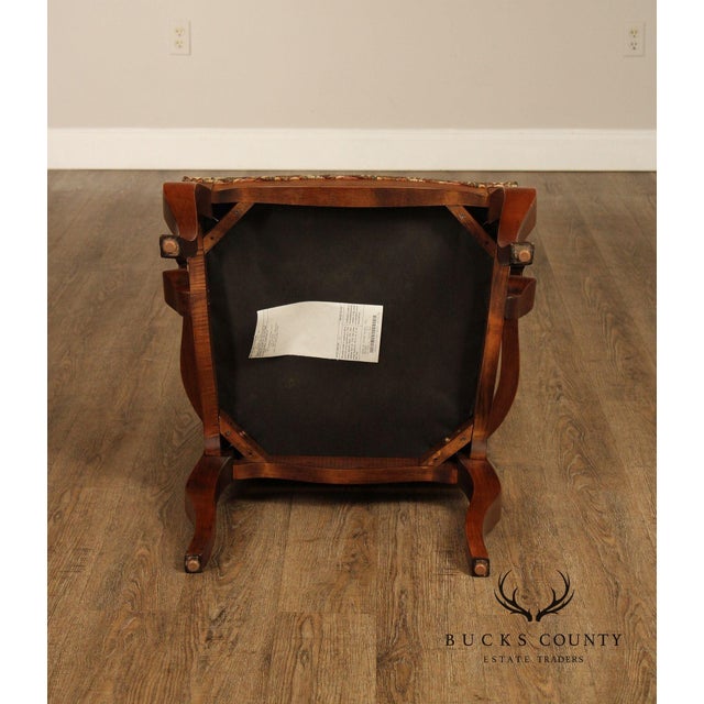 Wood Pair of Ethan Allen Legacy Collection Upholstered Armchairs with Cabriole Legs For Sale - Image 7 of 15