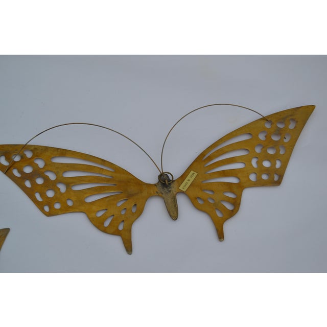 1970s Brass Butterfly Wall Decor- Set of 3 For Sale - Image 10 of 13
