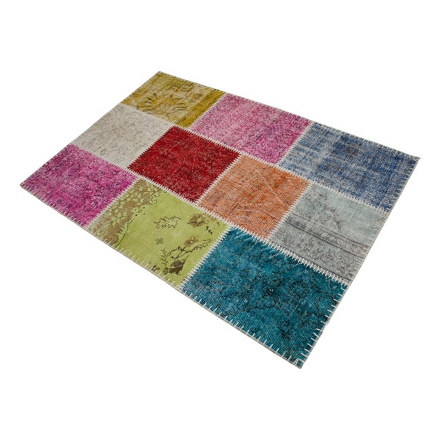 Vibrant Pink & Red Turkish Rug Hand Knotted Handstitched Floor Art Room Decor - 4'x5'11" For Sale - Image 6 of 17