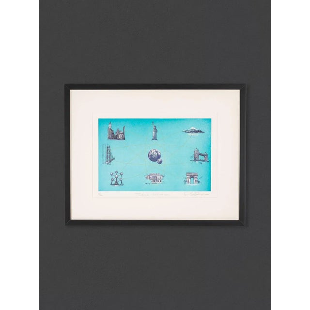 Erhard schiel "telekom - here we are". Artistic composition of different telephone card motifs. Suggestion of a planetary...