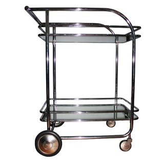 Mid-Century Chrome and Glass Bar Cart For Sale