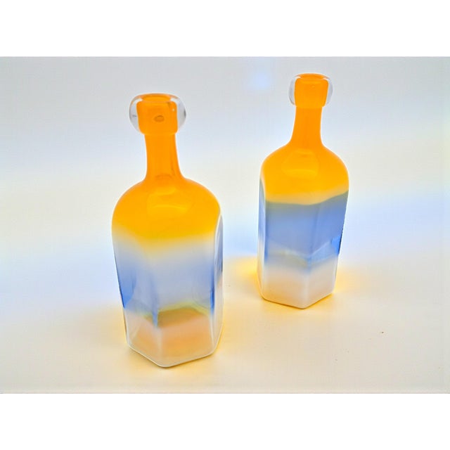 Modern Polychrome Murano Glass Bottles from Manifattura Di Murano, 1980s, Set of 2 For Sale - Image 3 of 7