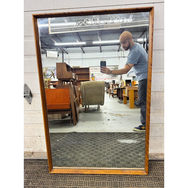 Vintage mid-century modern rectangular wall mirror designed by Russel Wright for Conant Ball. Please confirm location (...