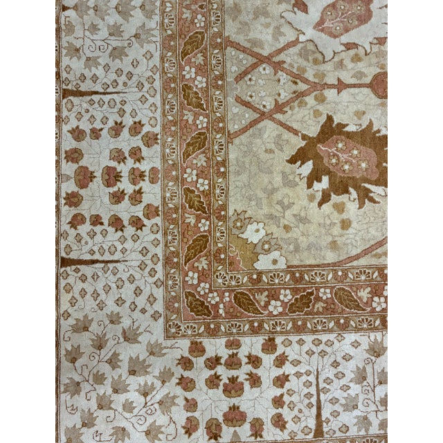 Mid 20th Century Hand-Knotted Persian Tabriz Style Wool Area Rug, Floral Garden Design For Sale - Image 5 of 8