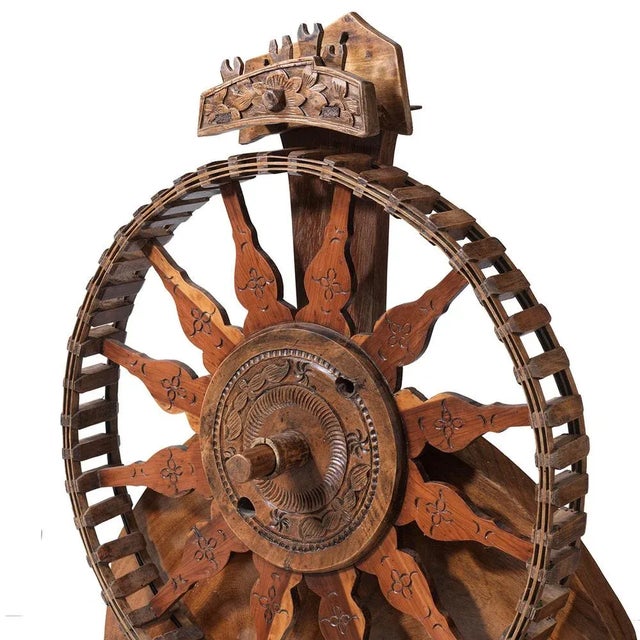 Antique Chinese Wooden Spinning Wheel For Sale - Image 4 of 7