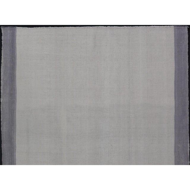 Vintage Turkish Kilim Rug With White Field and Light Lavender Border For Sale - Image 9 of 12