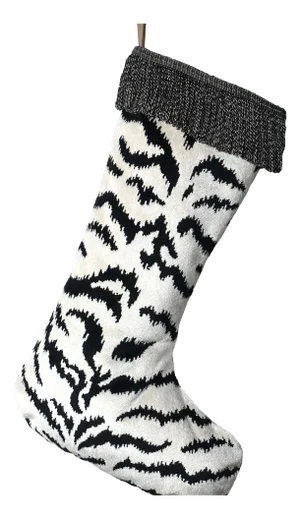 The House of Scalamandré Tigre Stocking With Bullion, Off-White & Black/Castle