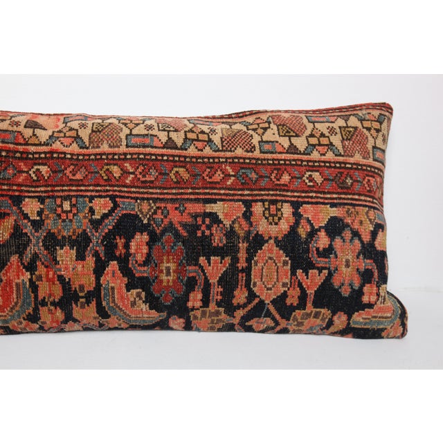 Early 20th Century Antique Persian Navy Blue Lumbar Pillow Cushion Cover -16'' X 41'' For Sale - Image 5 of 10