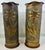 This Stunning Pair Of Copper Trench Art Vases Are Decorated With A Lily Floral Motif And Intricate Banding. These...