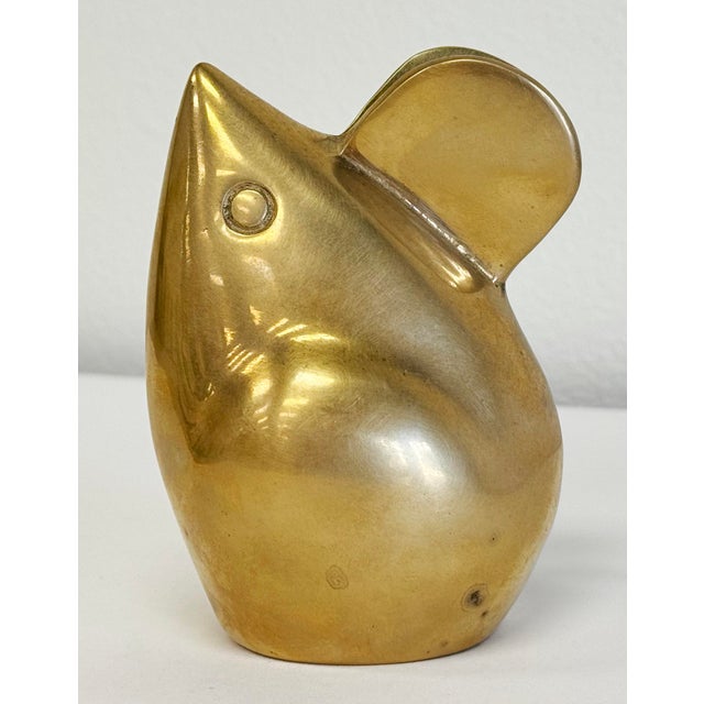 Mid 20th Century Extra Large Vintage Solid Brass Mouse Paper Weight For Sale - Image 5 of 9