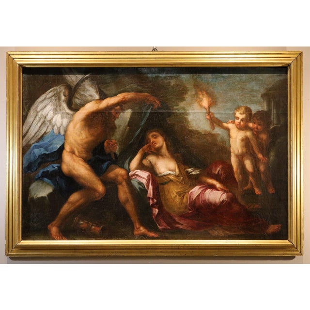 Luigi garzi (rome, 1638 - rome, 1721) allegory of time discovering the truth oil on canvas (91 x 140 cm - framed 107 x 155...
