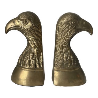 Vintage Brass Eagle Head Bookends- a Pair For Sale