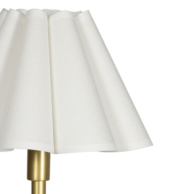 Contemporary Regina Andrew Polly Buffet Lamp, Natural Brass with Linen Scalloped Shade For Sale - Image 3 of 6