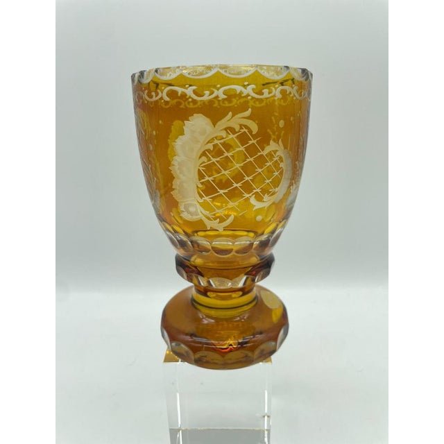 Chalices in Hand-Cut Amber Crystal by Moosbauer Nördlingen, 1950s, Set of 2 For Sale - Image 13 of 18