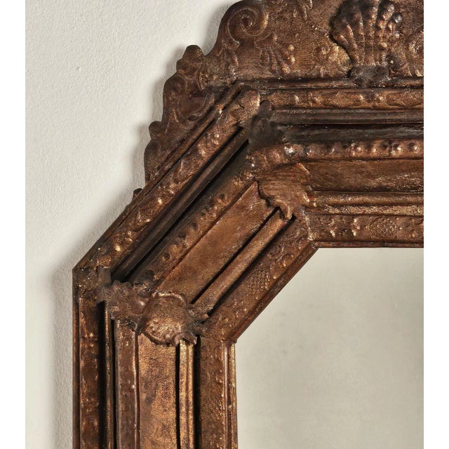 Glass Baroque Style 19th-Century Dutch Copper Repoussé Mirror For Sale - Image 7 of 7