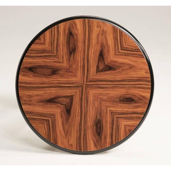 Handcrafted in Italy, this side table features a striking book-matched veneer top set on a black lacquer-finished base for...
