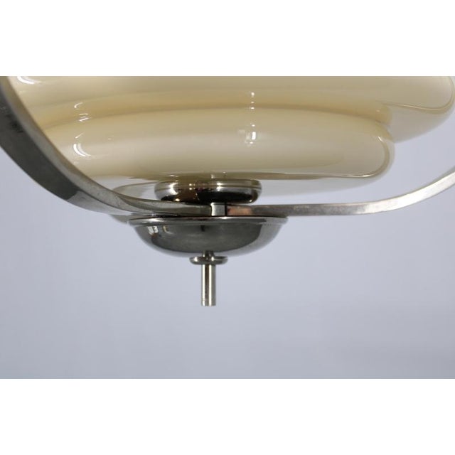 Art Deco Nickel and Cream Glass Chandelier, 1930s For Sale - Image 9 of 14