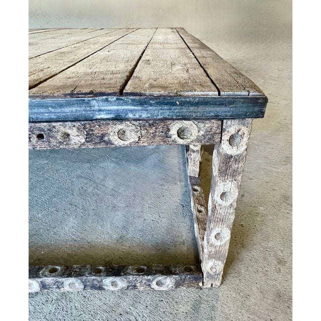 Beige Vintage Rustic Oyster Stick & Wood Plank Coffee Table For Sale - Image 8 of 12
