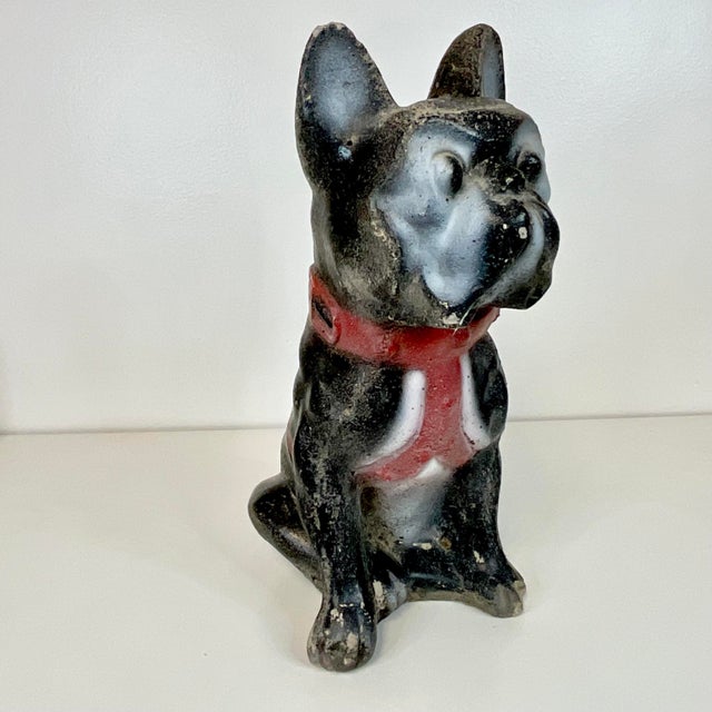 1950s Boho Chic Outdoor Garden Frenchie French Bulldog Concrete Statue For Sale - Image 9 of 14