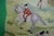 Hand-Needlepoint Fox-Hunt Scene Celadon Pillow For Sale - Image 4 of 5