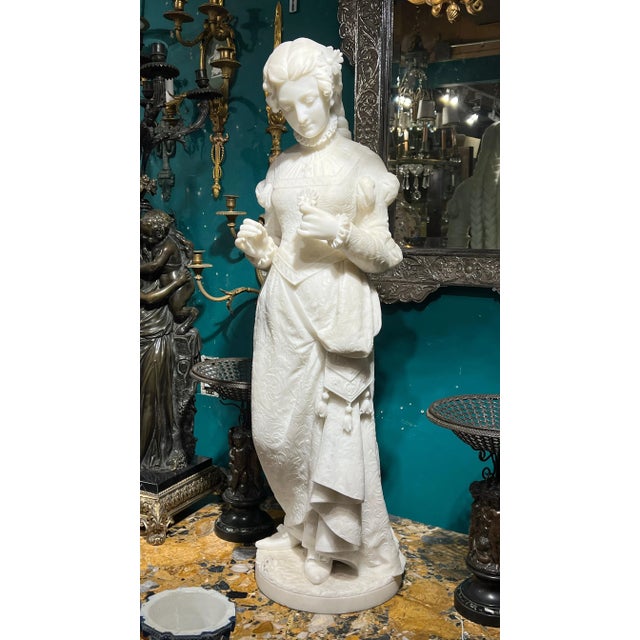 Ferdinando Vichi Italian White Marble Sculpture of a Female For Sale - Image 4 of 10