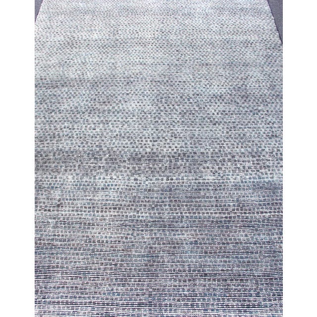 Checkered Modern Distressed Rug in Shades of Green, Charcoal and White For Sale In Atlanta - Image 6 of 13