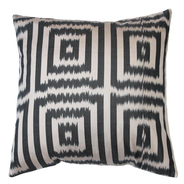 Contemporary Silk Ikat Bohemian Throw Pillow For Sale