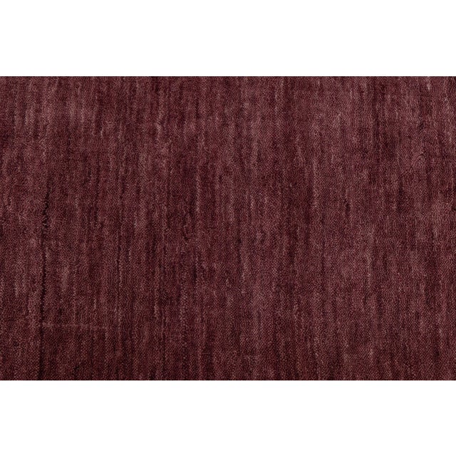 Apadana's Modern Gabbeh Hand-Loom Wool Area Rug in Deep Plum 12x15 For Sale - Image 4 of 10