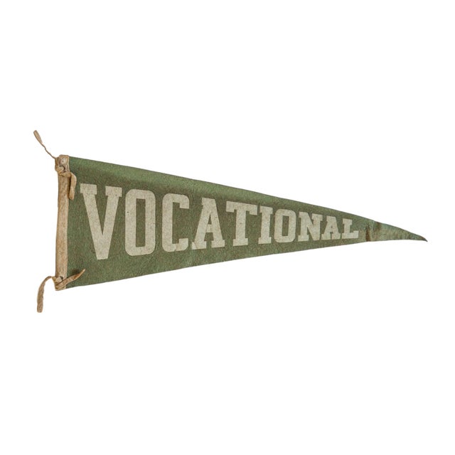 1930s Vintage Vocational School Felt Flag Pennant For Sale - Image 5 of 5