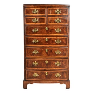 Henredon Georgian Mahogany and Burl Wood Highboy Dresser For Sale