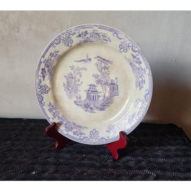 Victorian Staffordshire Lavender Transferware Plate with Chusan Pattern from Clementson Brothers For Sale - Image 11 of 12
