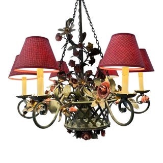 Floral Bouquet Tole Chandelier For Sale