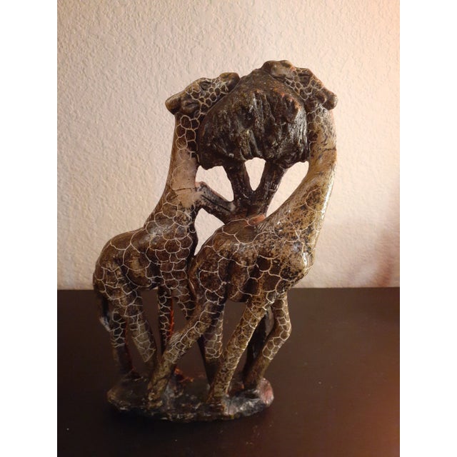African 1980s African Shona Stone Sculpture Kissing Giraffes For Sale - Image 3 of 5