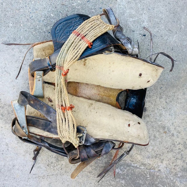 Black Vintage Mid 20th Century Decorative Leather Horse Saddle With Stand For Sale - Image 8 of 13