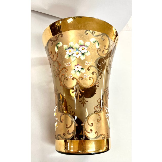 Glass Vintage Czech Bohemian Amber Art Glass Vase For Sale - Image 7 of 12