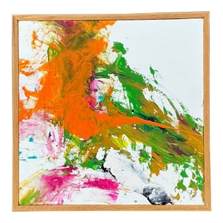 Vintage Original Abstract Oil on Canvas For Sale