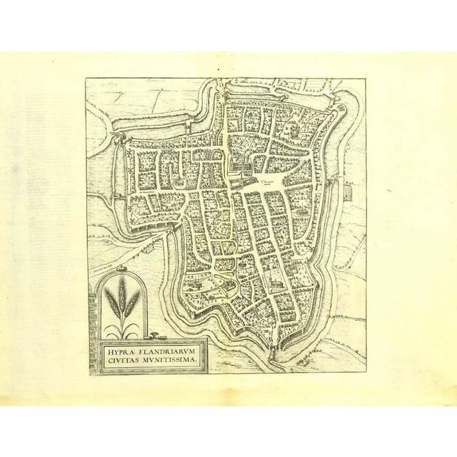 Franz Hogenberg - Map of Ypres - Etching - Late 16th Century For Sale - Image 3 of 3