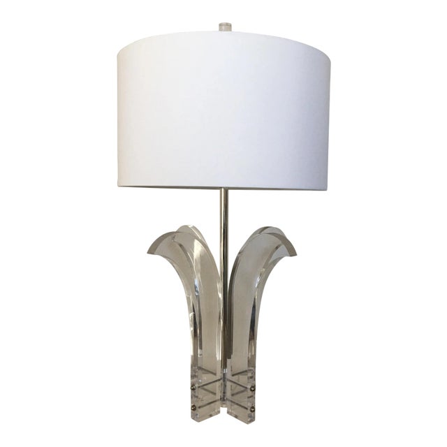 Oversize Lucite Palm Lamp & Shade by Astrolite For Sale