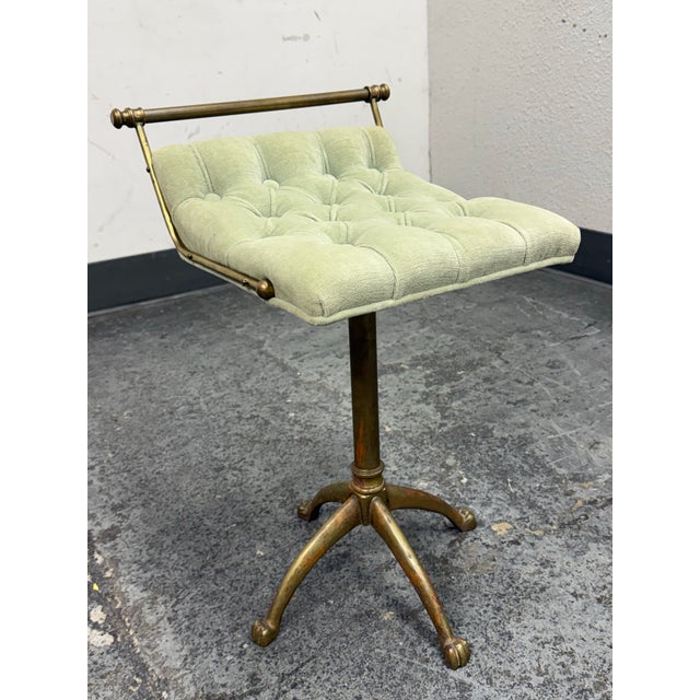 French French Brass Swivel Stool, Circa 1940's For Sale - Image 3 of 12