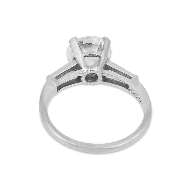 Mid Century Gia 1.95 Carat Round Brilliant Cut Diamond Platinum Engagement Ring, Size 6.25 For Sale In Los Angeles - Image 6 of 8