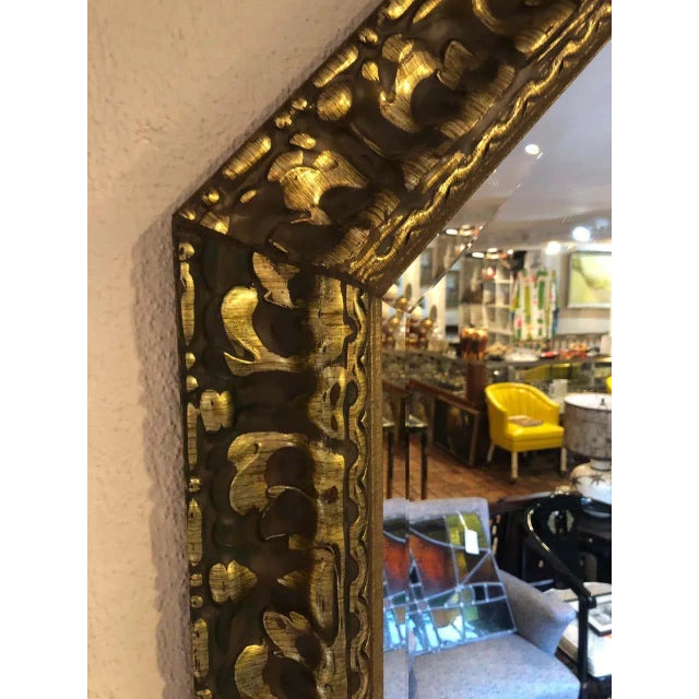 1990s Carved Wooden Gold Leaf Mirror For Sale - Image 5 of 13