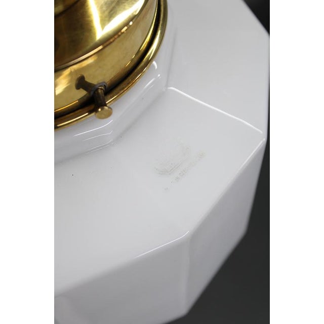 Art Deco Brass and Opaline Glass Pendant, Czechoslovakia, 1930s For Sale - Image 4 of 11