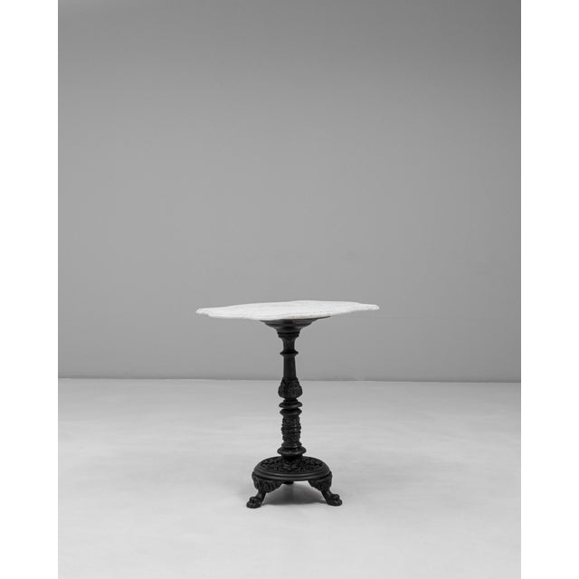 French 20th Century French Cast Iron Bistro Table With Marble Top Details Small Round For Sale - Image 3 of 18